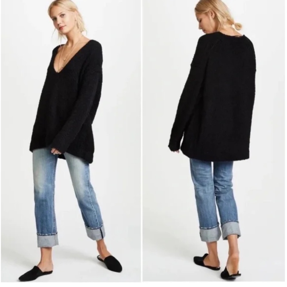 NWT Free People Lofty V-
Neck Sweater Alpaca Black